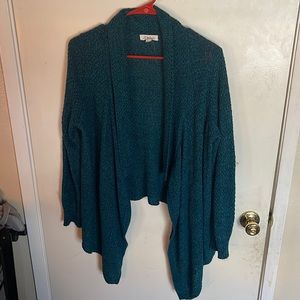 JJ basics crochet cardigan green and blue sweater jacket